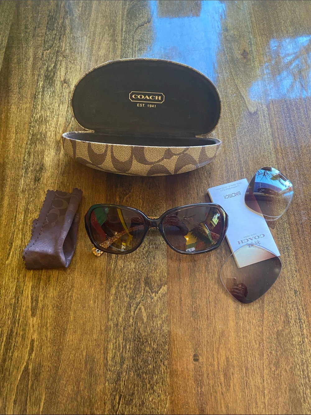 COACH Women's Brown Tortoiseshell Gradient Lens Sunglasses